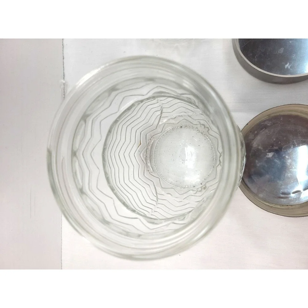 2 Circleware Owl Clear Glass Canister Silver Metal Lid 42oz Embossed
